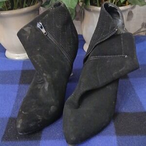 Me Too Black Ankle Booties with Zipper Detail 8M